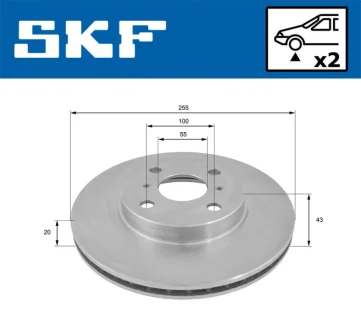 TOYOTA гальмівний диск передн.Yaris 00-05 SKF VKBD80839V2