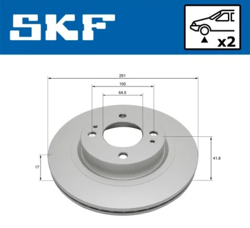 MITSUBISHI диск гальм. передн.SPACE STAR 12- SKF VKBD81167V2