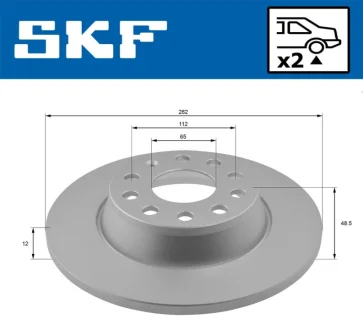 VW Диск гальм. задній Golf V, Passat 06-, Touran SKF VKBD90014S2