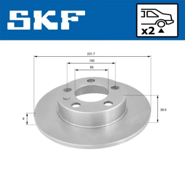 Диск гальмівний задн. AUDI A3 VW Golf 4 SEAT SKODA SKF VKBD90023S2