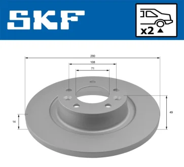 Гальмівний диск задн. Citroen Jumpy 07- SKF VKBD90034S2