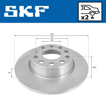 AUDI диск гальмівний задн. A3 08- VW Golf VI 08-, Caddy SKODA SEAT (272*9,7) SKF VKBD90041S2