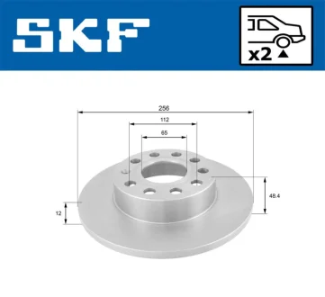 VW диск гальмівний задн.Audi A3,Caddy III,Golf V,VI,Touran,Skoda Octavia II,SuperB II SKF VKBD90051S2