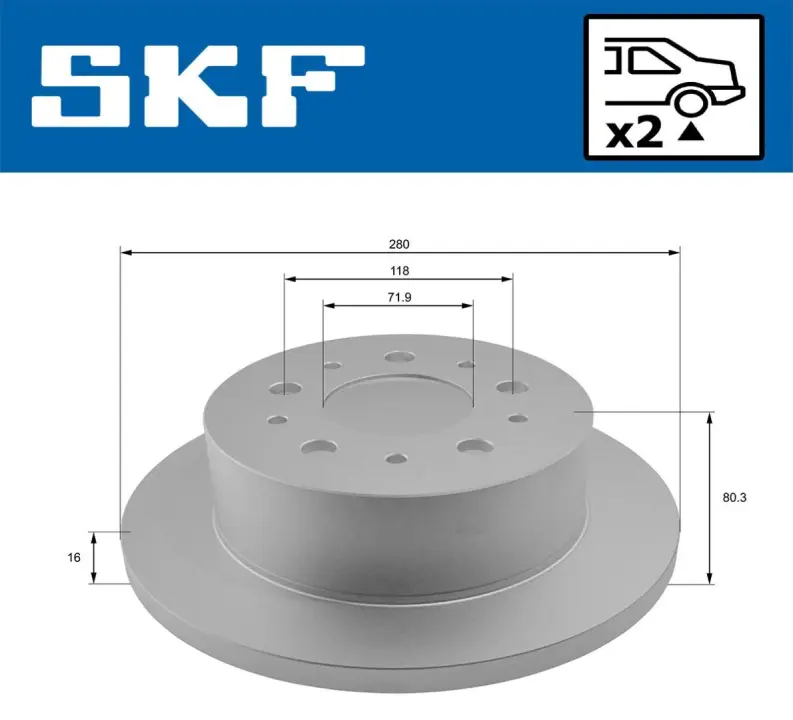 CITROEN диск гальмівний задн.Jumper,Fiat Ducato,Peugeot Boxer 06- SKF VKBD90065S2 (фото 1)