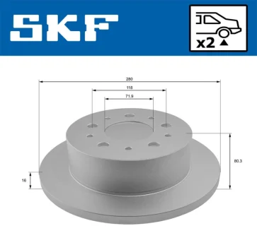 CITROEN диск гальмівний задн.Jumper,Fiat Ducato,Peugeot Boxer 06- SKF VKBD90065S2