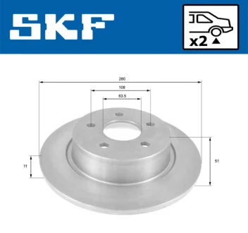 Диск тормозной задний FORD C-MAX II,GRAND:1.61.6ECOBOOST1.6FLEXIFUEL1.6TDCI2.0TDCI 2010- SKF VKBD90121S2