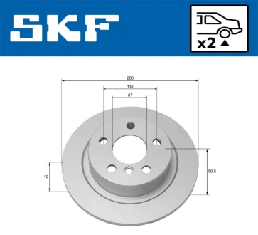 BMW диск гальмівний задній X1/F48 SKF VKBD90224S2