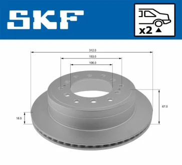 TOYOTA диск гальм. задн. Land Cruiser 04- SKF VKBD90272V2