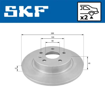 OPEL диск гальм. задн.Astra J,Chevrolet Cruze SKF VKBD90298S2