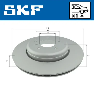 Диск гальмівний задн. (вентил.) BMW 5-serie E60/61, 7-serie E65/66 SKF VKBD90336V1