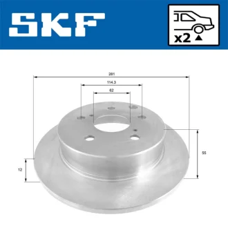 TOYOTA диск гальмівний задній RAV 4 2.0-2.2 06- SKF VKBD90368S2