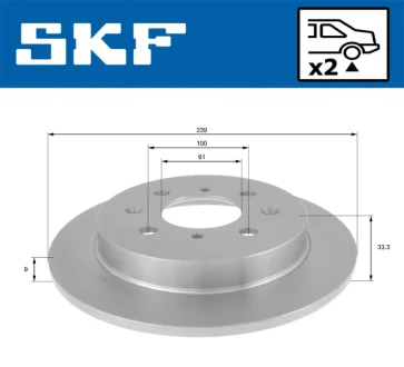 HONDA диск гальмівний задн.Jazz 08- SKF VKBD90425S2