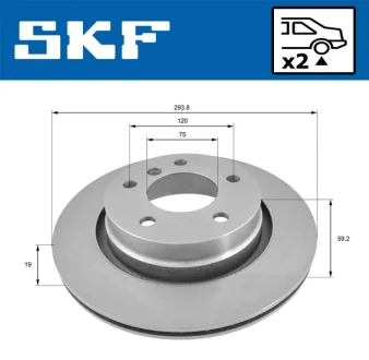 BMW диск гальмівний задн. (вентил.) E46 SKF VKBD90447V2