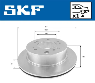 KIA гальмівний диск задн. (315mm) Sorento 02- SKF VKBD90799V1