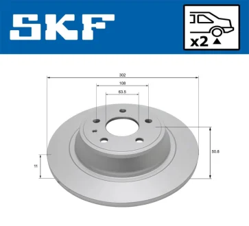 Диск гальм. задн. FORD Mondeo 14- SKF VKBD91101S2
