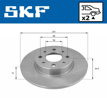 ALFA ROMEO диск гальм. задн. Mito SKF VKBD91104S2