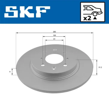 HONDA Гальмівний диск задн. INSIGHT 1.3 09- SKF VKBD91128S2