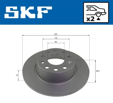 VW диск гальм. задн. T-ROC, AUDI, SKODA SKF VKBD91344S2