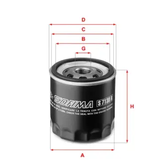 Фильтр масляный, накручиваемый. Фільтр масляний, накручуваний. Oil filter, Spin-On SOFIMA S7130R