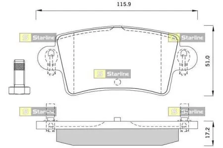 Гальмівні колодки дискові STARLINE BDS251