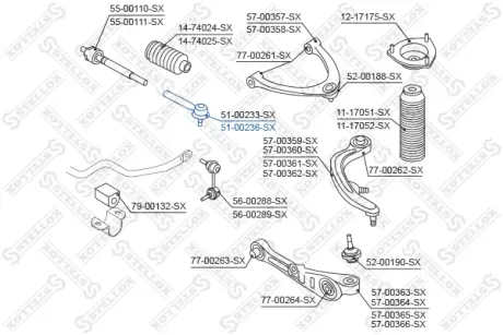 Наконечник поперечной рулевой тяги STELLOX 5100236SX