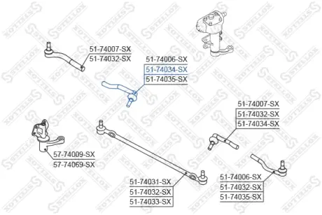 Наконечник поперечной рулевой тяги STELLOX 5174034SX