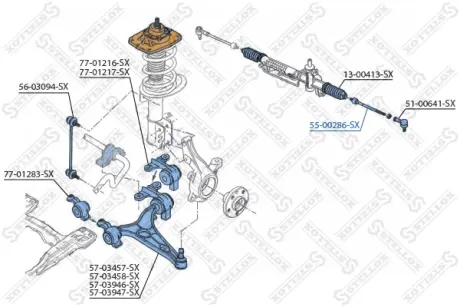 Осевой шарнир, рулевая тяга STELLOX 5500286SX