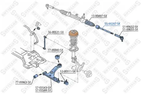 Осевой шарнир, рулевая тяга STELLOX 5500297SX