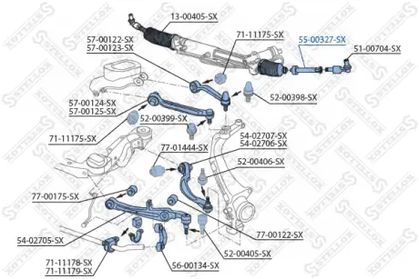 Осевой шарнир, рулевая тяга STELLOX 5500327SX