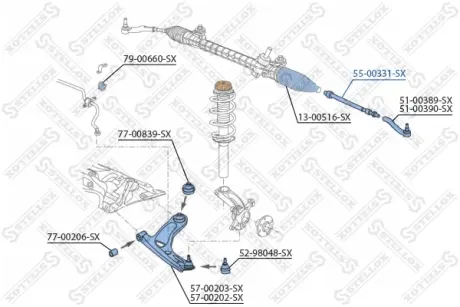 Осевой шарнир, рулевая тяга STELLOX 5500331SX