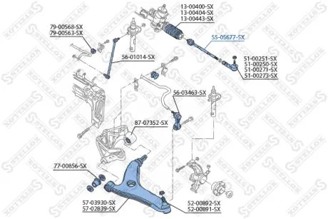 Осевой шарнир, рулевая тяга STELLOX 5505677SX