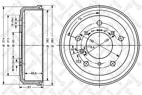 Тормозной барабан STELLOX 60264705SX
