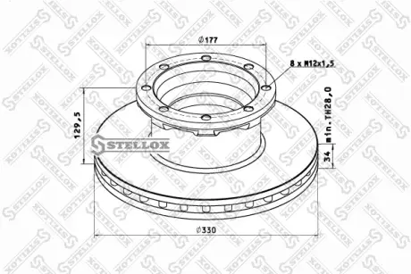 Тормозной диск STELLOX 8500801SX