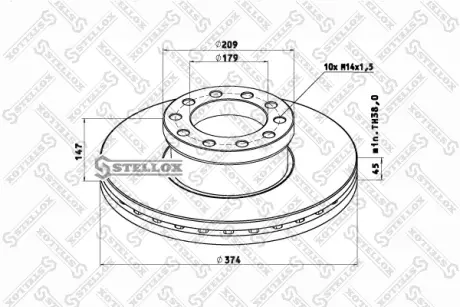 Тормозной диск STELLOX 8500802SX