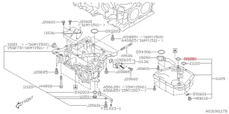 Кільце ущільнювальне SUBARU 11122AA350