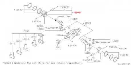 Поршн. з пальцями SUBARU 12006AC350