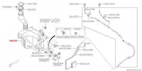 Бачок омывателя лобового стекла SUBARU 86631SC010