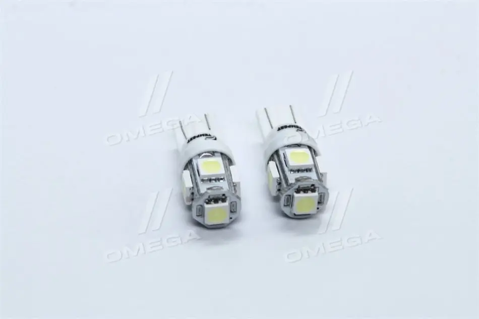 Лампа LED б - ц габарит і панель приладів T10 5SMD W5W 12V WHITE 2шт. блістер TEMPEST TP-214T10-12V (фото 1)