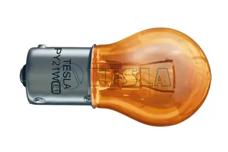 Лампа розжарювання 12V PY21W BAU15s AMBER (жовта) (1-конт)(смещ.цоколь) (кратно 10) Tesla TESLA B52301