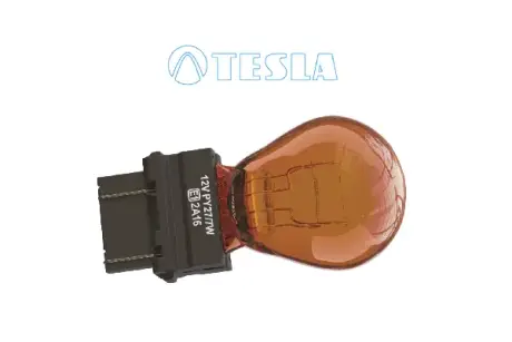 Лампа розжарювання 12V PY27/7W 27/7W WX2,5x16q AMBER жовта (кратно 10) Tesla TESLA B77321