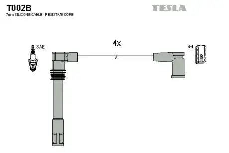 Провід високовольтні (к-кт) SKODA OCTAVIA I 1.8i BLATNA TESLA T002B