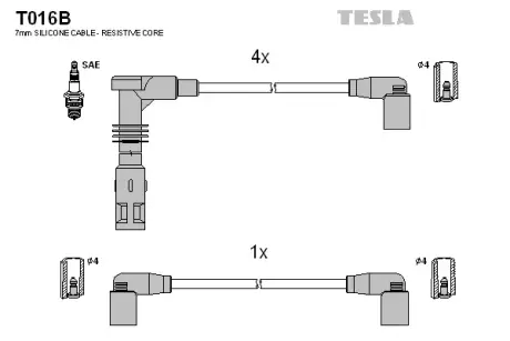 К-т дротів високої напруги (аналог T018B не виробл.) TESLA T016B