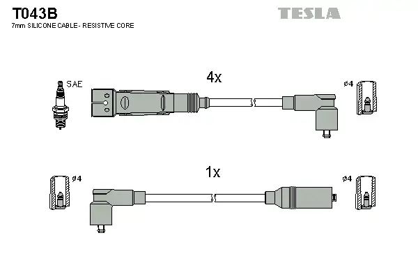 К-т дротів високої напруги TESLA T043B (фото 1)
