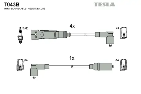 К-т дротів високої напруги TESLA T043B