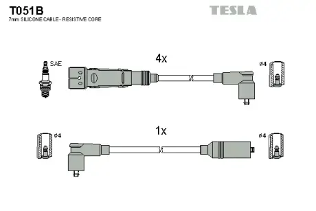 К-т дротів високої напруги TESLA T051B