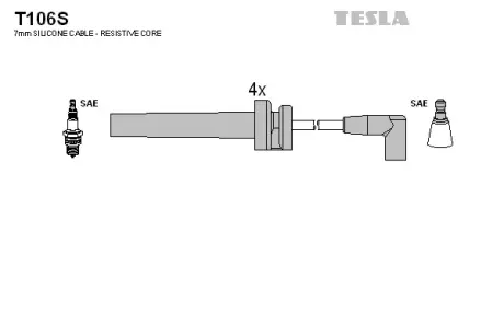 Дроти запалювання ГАЗ 31105 2.4 16V в/в силікон TESLA T106S