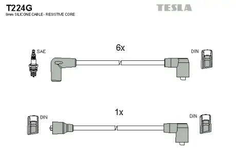 К-т дротів високої напруги TESLA T224G