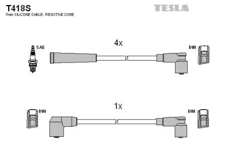 Дроти запалювання високовольтні ВАЗ 2120. 21213 1.7 силікон Tesla TESLA T418S