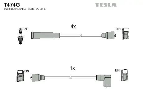 К-т дротів високої напруги TESLA T474G