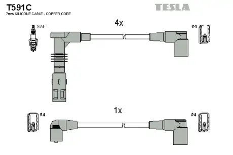 К-т дротів високої напруги TESLA T591C